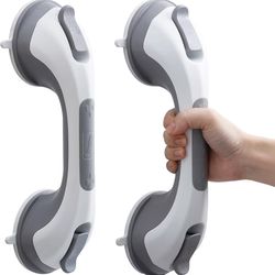 TAILI Shower Grab Bar, 2 Pack 12 Inch Suction Grab Bars For Bathtubs And Showers, No drilling - Gray