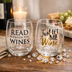 Set of 2 Stemless Wine Glasses