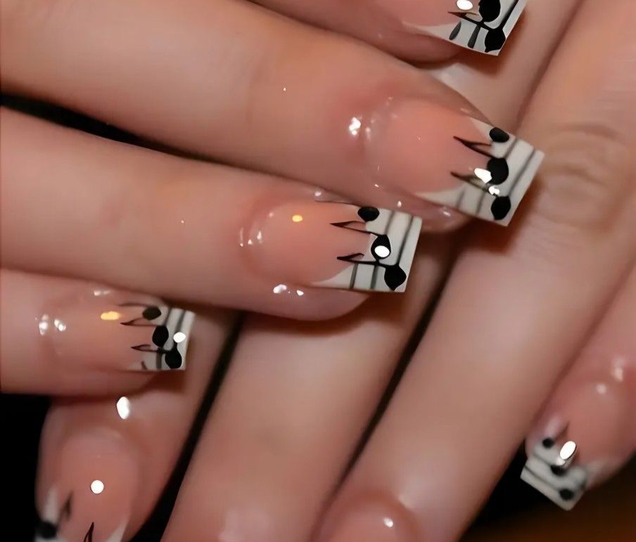 24 Pcs Music Note Nails With GIFT In Images Earrings