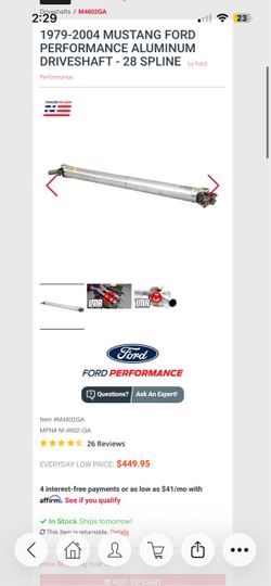 Mustang aluminum driveshaft