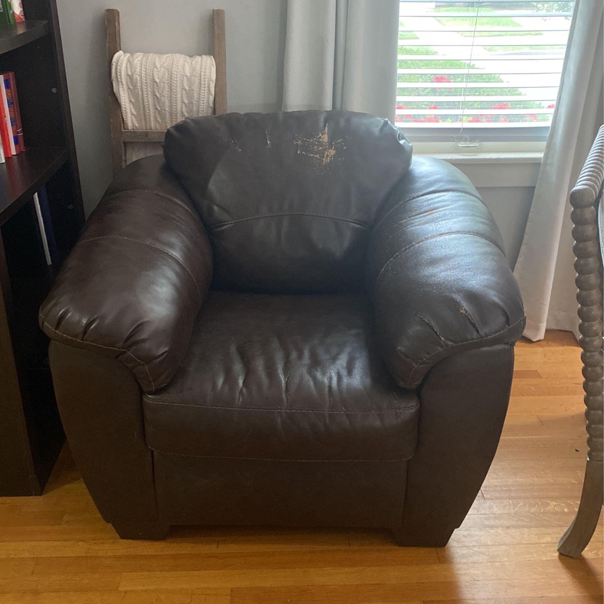 Oversized Brown Leather Chair 