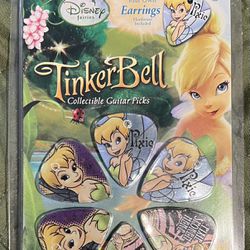 TINKERBELL SET OF COLLECTIBLE GUITAR PICKS COMES WITH EARRING ACCESSORIES