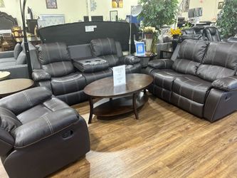 Recliner Sofa Set in Brown,3 pcs