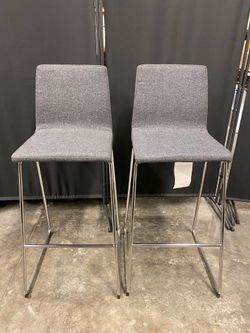 IKEA LILLÅNÄS Bar Stool, Chrome Plated/Gunnared Dark Gray - Set of 2
