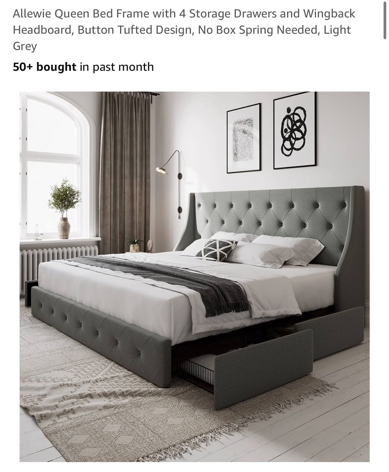 Queen Bed Frame with 4 Storage Drawers