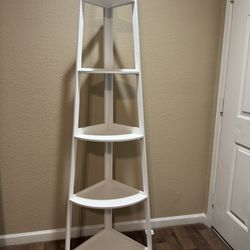White Corner Shelf 5 Tier Bookshelf 70.8inch Tall 