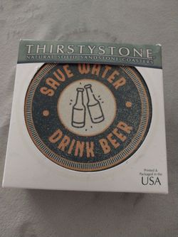 Sandstone Coasters 4pk Save Water Drink Beer