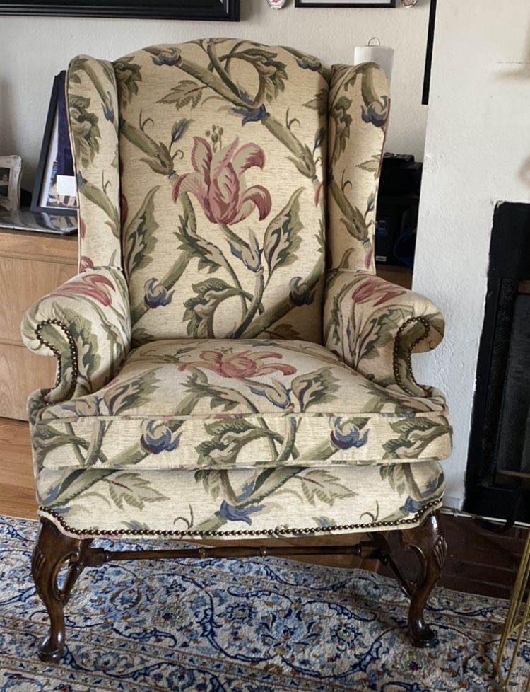 Beautiful 19th Century Hand Crafted Tapestry Winged Chair 