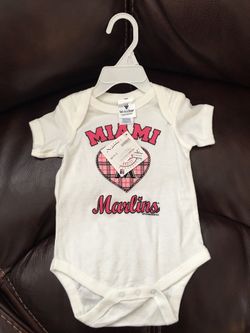 Baby girl Marlins Onesie size 12 months