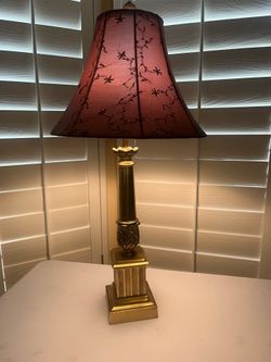 Elegant 41- inch tall lamp with custom burgundy shade