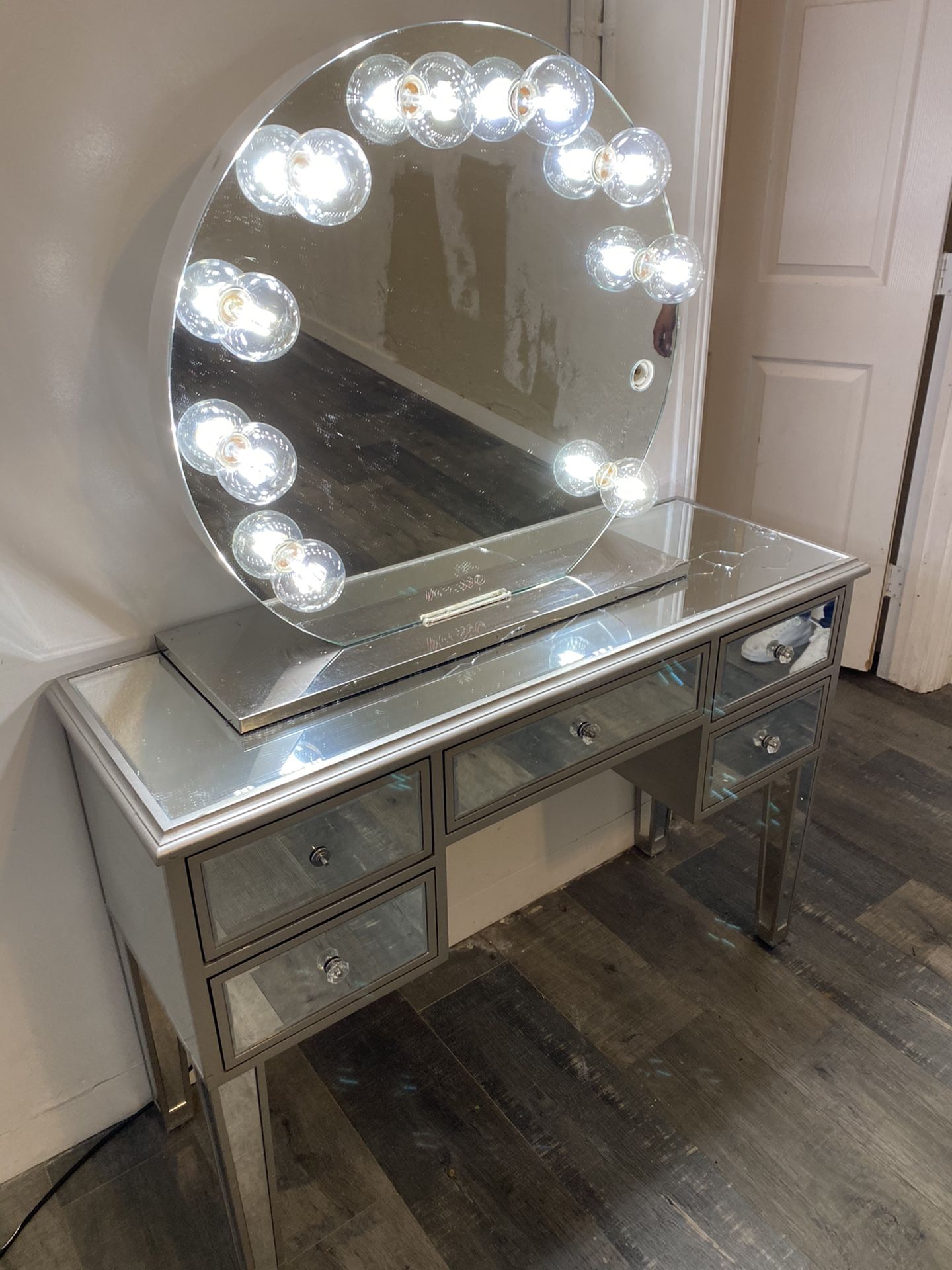 Vanity mirror with desk