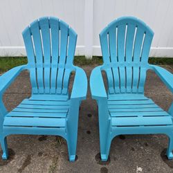 Adirondack Plastic  Chairs In Teal  Set Of 2