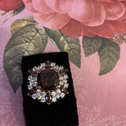 Genuine Rhodolite & Sapphire 925 Ring