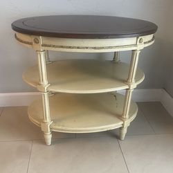 Vintage Wood 3-Tier Oval Accent Side Table
