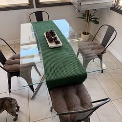 Glass Dinning Room Table with Chairs