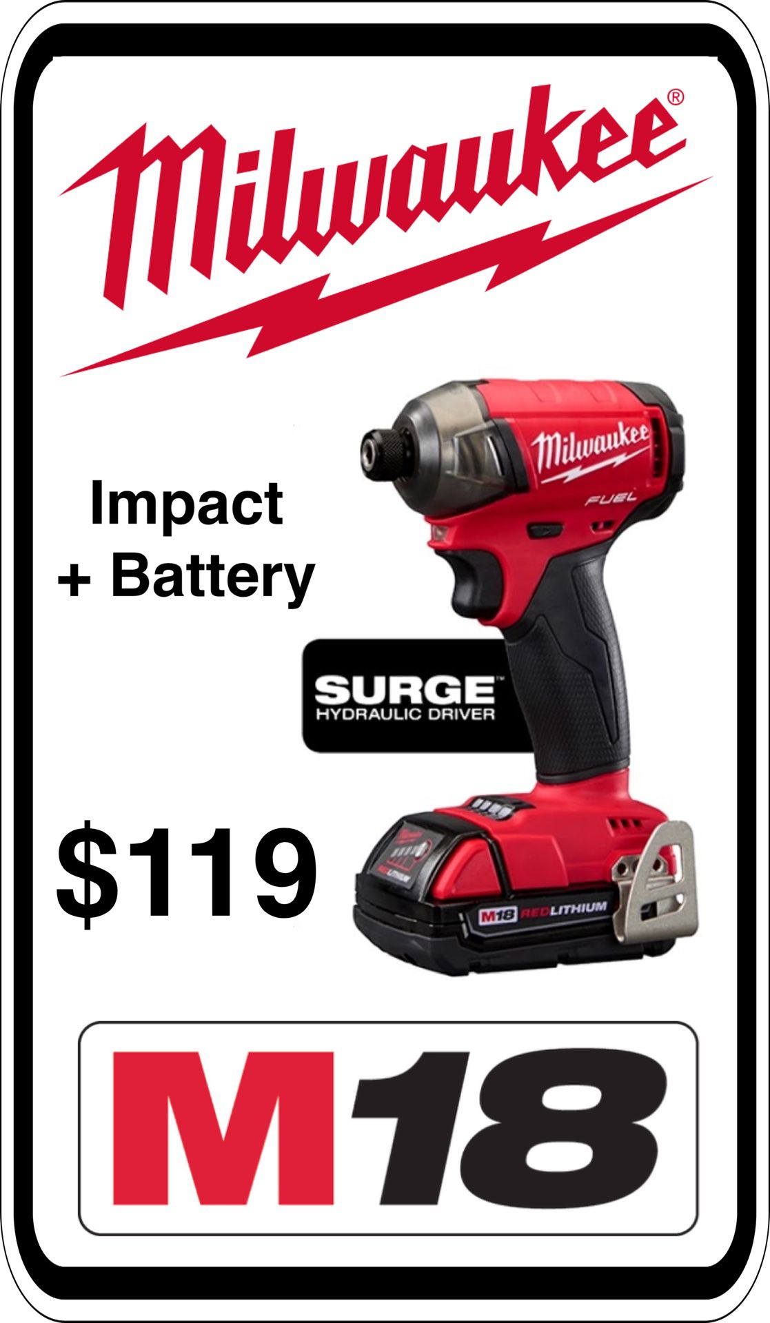 BRAND NEW - Milwaukee 2760-20 M18 Fuel Surge Impact - Includes NEW Battery - We accept trades & Credit Cards - AzBE Deals