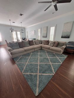 Large L-Shaped Fabric Sectional Sofa