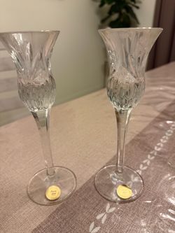 Vintage Crystal Candlestick Holders Set of 2
