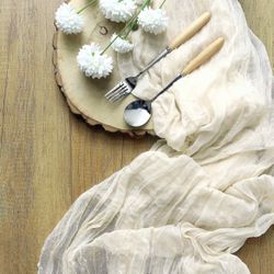 10ft Cream Gauze Cheesecloth Boho Table Runner - x13 available Thumbnail