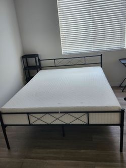 Queen Metal Bed Frame with Mattress