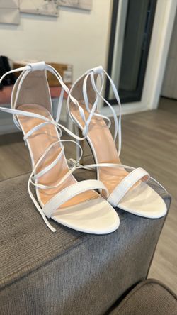 White high heels strap sandals