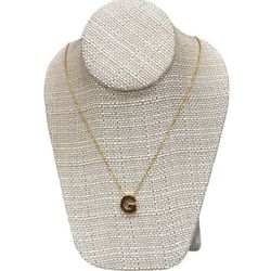 Gold  Tone Stainless Steel  initial Pendant necklace Letter G