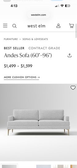 West Elm Andes Sofa (77") - Like New!