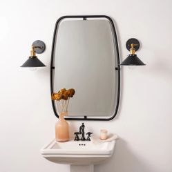 Jaxon Matte Black Metal 24" x 36" Rectangular Wall Mirror