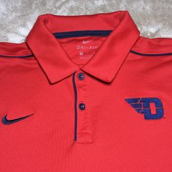 Nike Dri-FIT Polo Shirt Red Dayton Flyers Logo Men’s Medium Athletic 