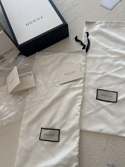 white gucci shoe box with original packaging & dust bags