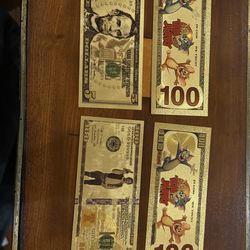 4 x 24k gold foil banknotes