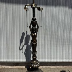Art Deco Nouveau Bronze Nude Woman Table Lamp Vintage Antique 32” Tall