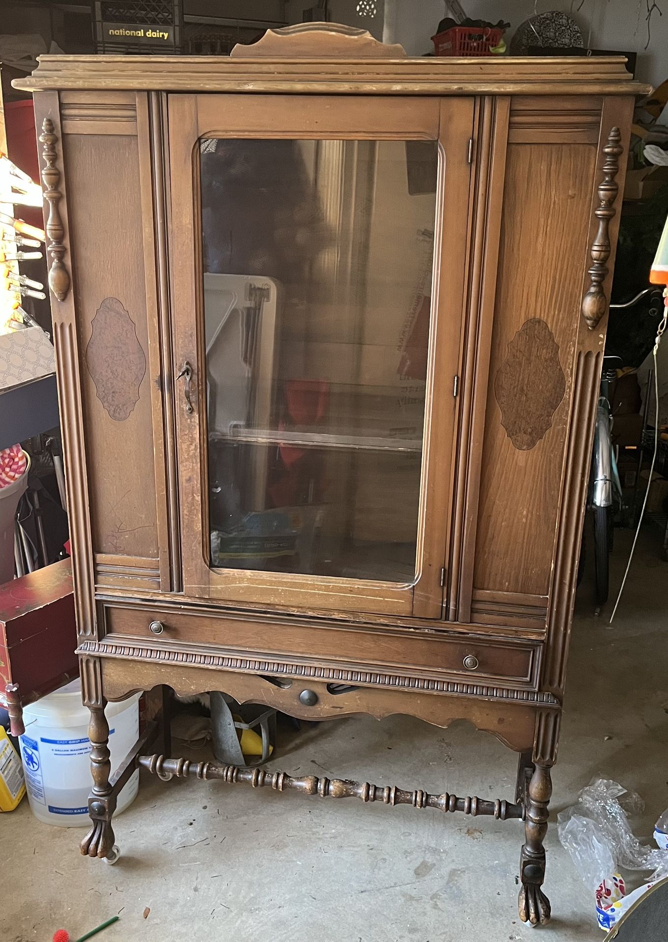 1920’s Albert Furniture Antique Walnut China Cabinet