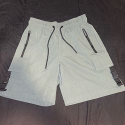 Light Blue Cargo Shorts with Zip Pockets