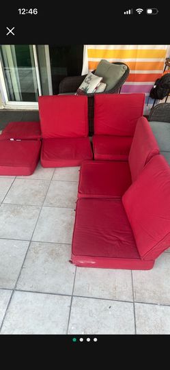 St Of 5 Red Cushions 24” W