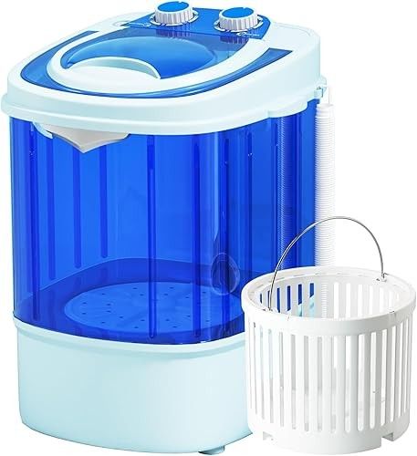 Superday Mini Portable Washing Machine, Single Tub Compact Washing Machine with Spin Cycle, 5.7LBS Washing Capacity Small Electric Washer Machine for
