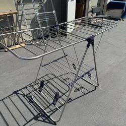 Stainless Steel Clothes Drying Rack - Adjustable Gullwing and Foldable Good Condition
