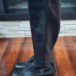 Michael Michael KORS Branson Stretch Leather Knee High Boots Black Size 10