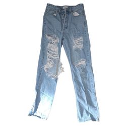 Cello Medium Wash Distressed Straight Jeans For Women Junior Size 5