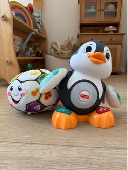 Fisher-Price Laugh & Learn Singin Soccer Ball + Fisher-Price Linkimals Cool Beats Penguin Baby & Toddler Learning Toy with Music & Lights