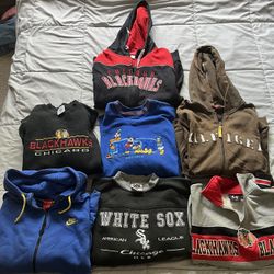 Vintage Embroidered Disney Chicago Blackhawks Oversized Crew Neck Pullover Quarter 1/4 Zip White Sox