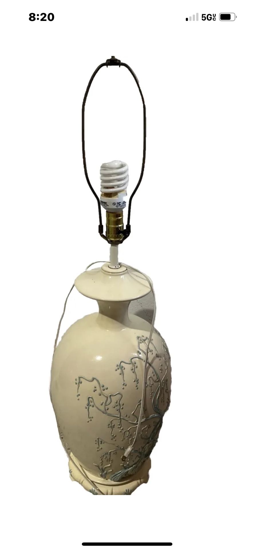 Leviton Porcelain/ceramic lamp vintage 36” Made In USA No Shade Pre-owned