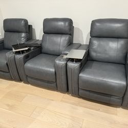 100% Top-Grain Leather  Power Reclining Sofa 