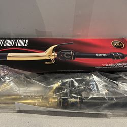 Hot Shot Tools 1” Curling Iron 24k gold plated professional series, variable heat model 1008  New 
