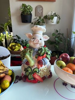 Glazed Ceramic Chef Pig