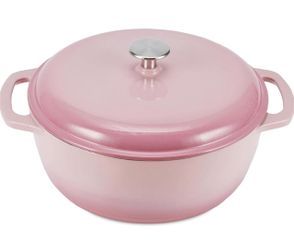 Amazon Basics Enameled Cast Iron Dutch Oven Pot with Lid, Round, Dual Handles, Heavy-Duty, Oven Safe