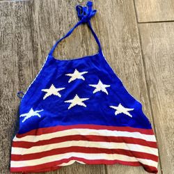Size Large American Flag Crop Top