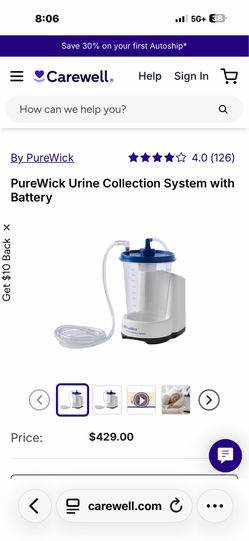 Purewick system with battery pack and 30 wicks