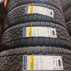 4-LT245/75/17 GOODYEAR WRANGLER WORKHORSE AT WITH WITH INSTAL AND BALANCE $1080 CASH