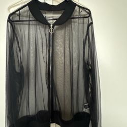 Black mesh zip up jacket